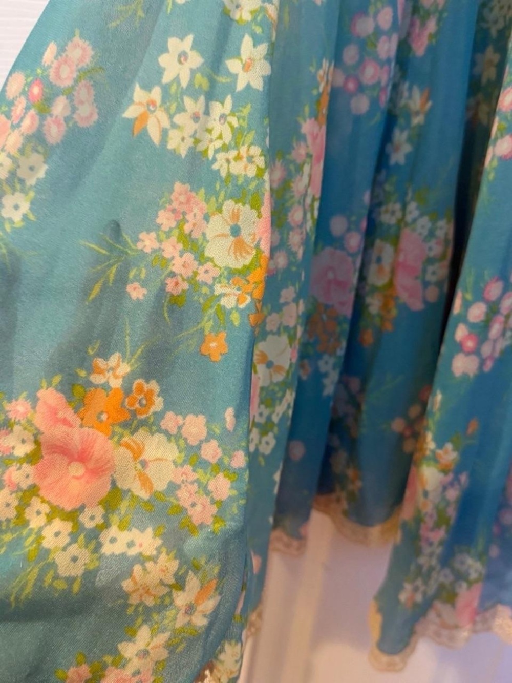 Vintage Made in Italy Montenapoleone Floral Lace Slip Dress Teal Mini Dress - Picture 5 of 8